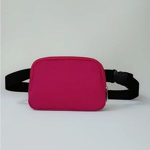 Nylon Waist/Crossbody Bag in Dark Pink/Burgandy